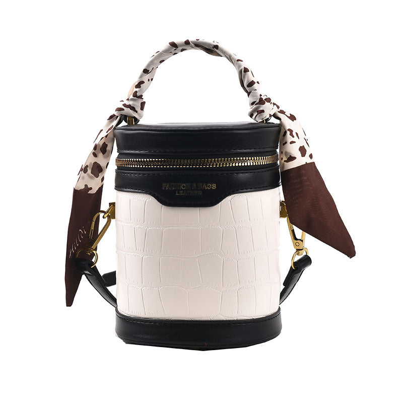 Zip Bucket Bag Stone Pattern Tote