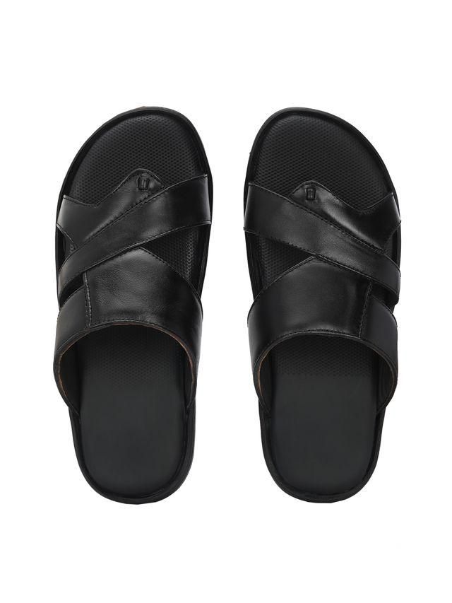 GMG Mens Puffy Cloud Black Leather Slippers PRODUCT CODE (GMG0007130)