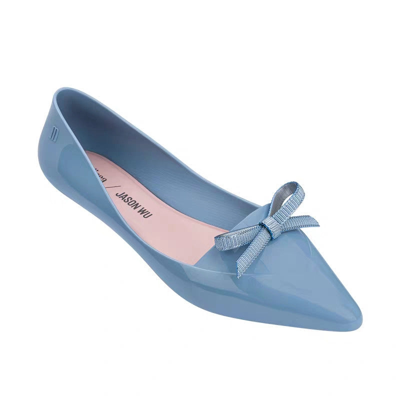 Small Butterfly Jelly Sandals Female Pointed Toe Shallow Mouth