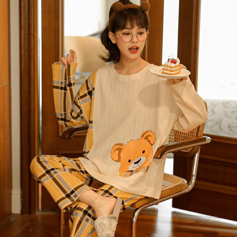 Autumn And Winter Suit Cotton Pajamas Long-sleeved Trousers