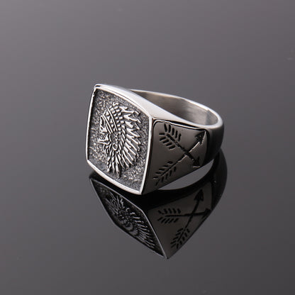 Indian Totem Ring Vintage Stainless Steel Ring