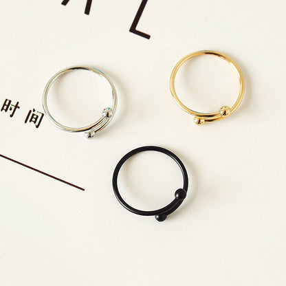 Fashion Small Ball Cross Black Ring