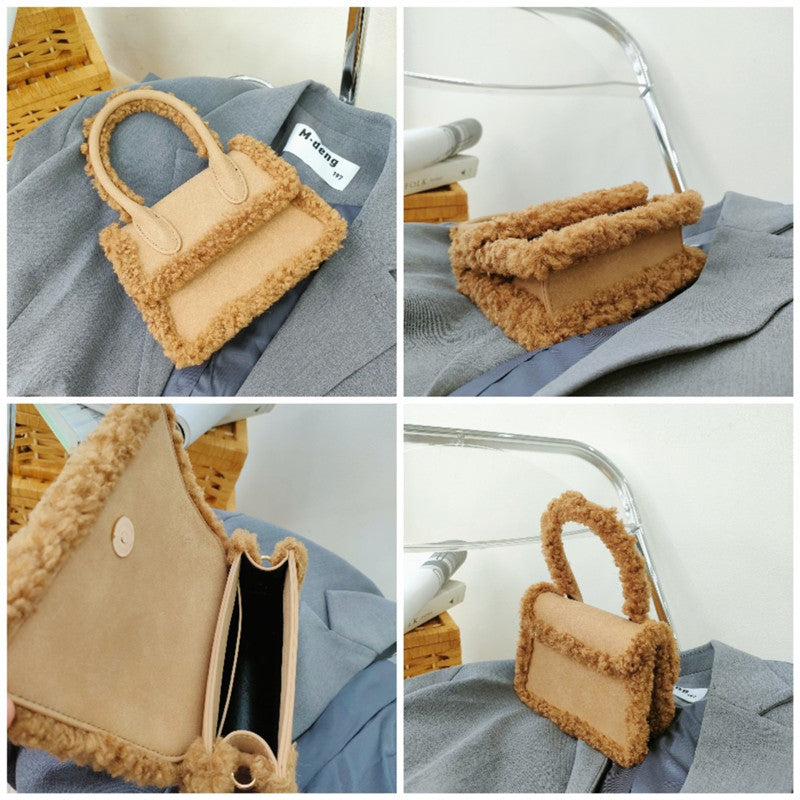 Fur Stitching One-shoulder Messenger Bag Clutch