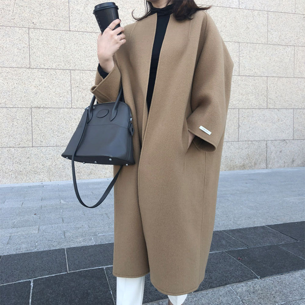 Women's Solid Color Straight Long Coat