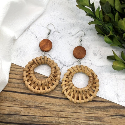 Vintage Forest Grass And Rattan Woven Handmade Earrings