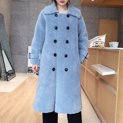 Fur Coat Women's Sheep Shearling Medium And Long Dream Grain Wool Composite Fur All-in-one