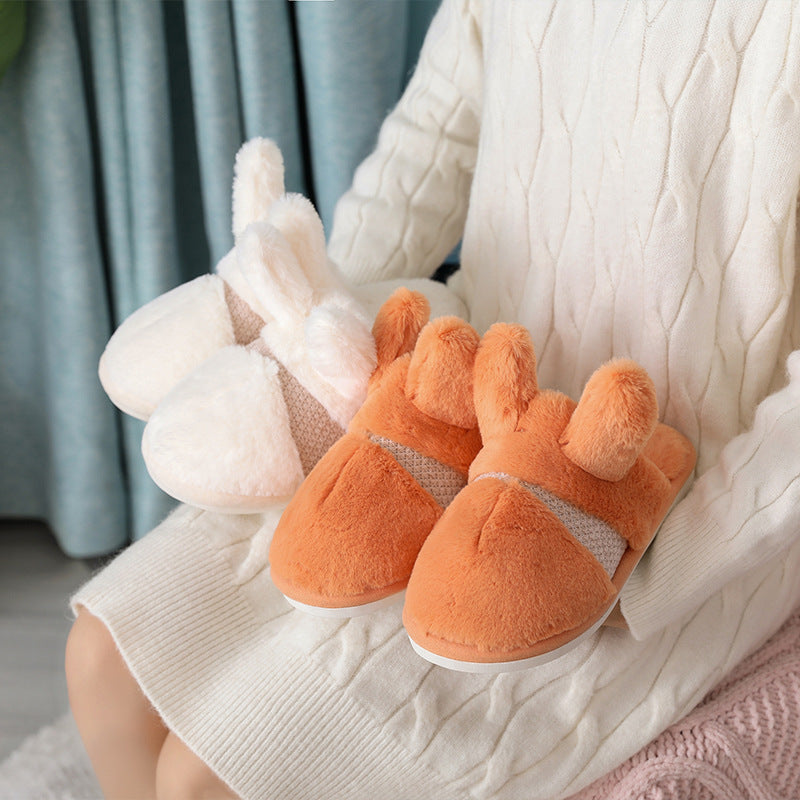 Household Thickened Rabbit Fur Indoor Home Confinement Slippers