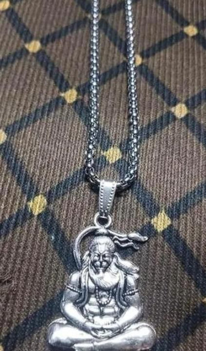 OS Hanuman Silver Locket With Chain PRODUCT CODE (OS0007045)