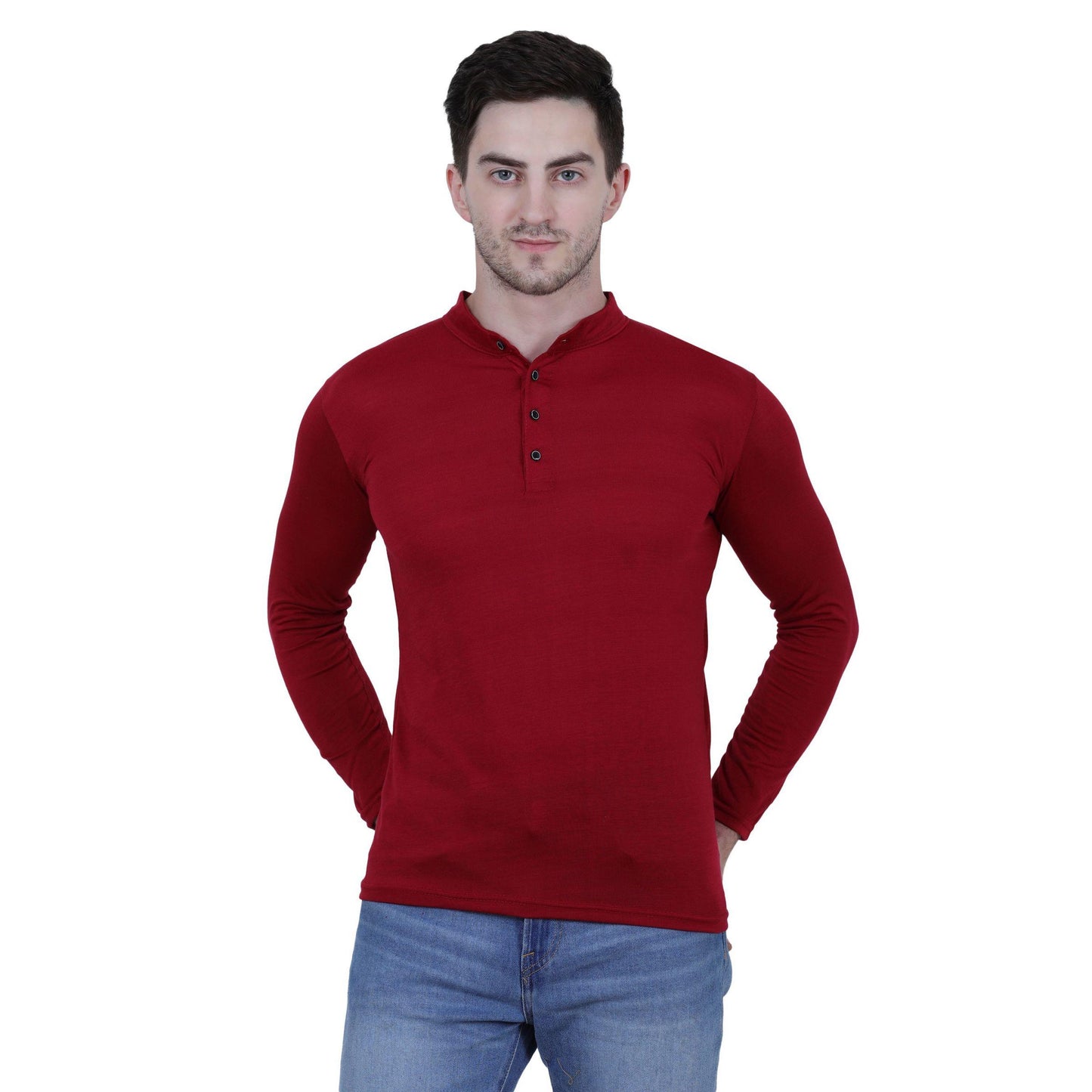 OS Cotton Blend Solid Full Sleeves T-Shirt PRODUCT CODE(OS0008454)