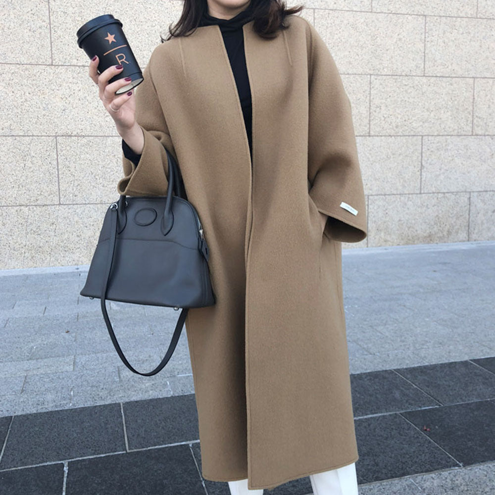 Women's Solid Color Straight Long Coat