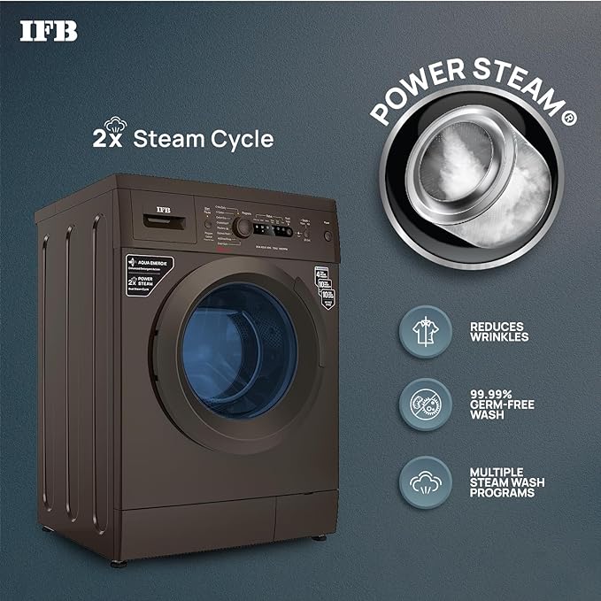 IFB 7 kg Powered by AI, 5 Star, 4 years Comprehensive Warranty with 2x Steam Cycle Fully Automatic Front Load Washing Machine with In-built Heater Brown  (DIVA AQUA MXS 7010)