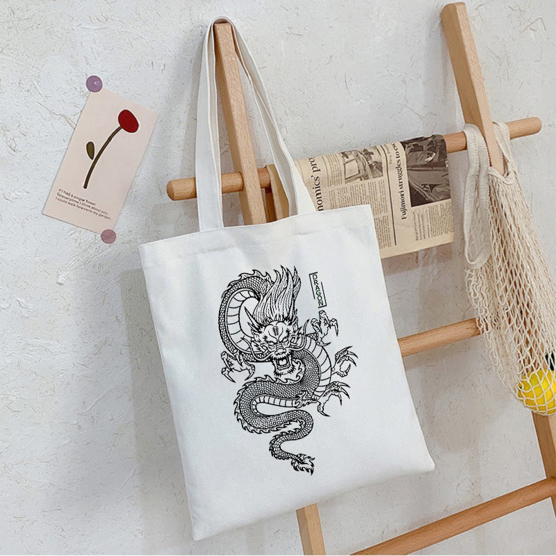 Dragon Print Canvas Bag Personality Creative One Shoulder Student Fashion