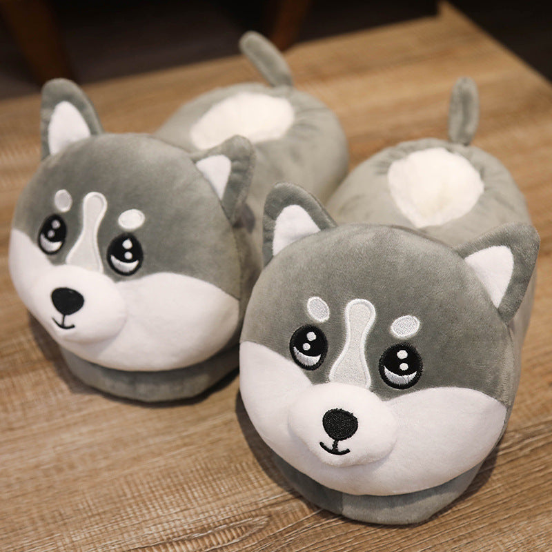 Cute Indoor Thick-soled Non-slip Plush Cartoon Couple Cotton Slippers