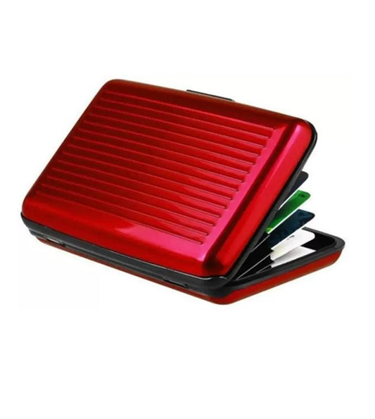 OS MAESTRA Aluminium Card Wallet 6 Card Holder (Set of 1, Maroon, Multicolor) PRODUCT CODE(OS0008315)