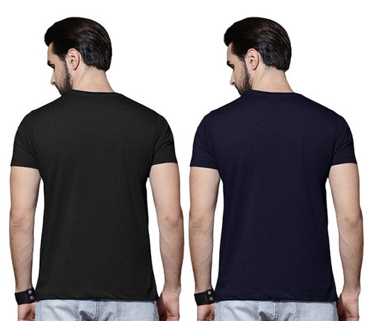 GMG Cotton Solid Half Sleeves Mens Round Neck T-Shirt Pack Of 2 PRODUCT CODE (GMG0005114)