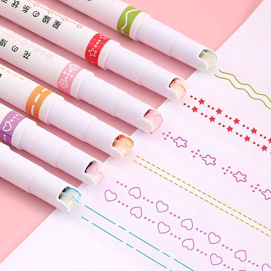 OS Linear Roller Color Pens Highlighters with 6 Different Curve Shapes (Set of 6) PRODUCT CODE (OS0001181)