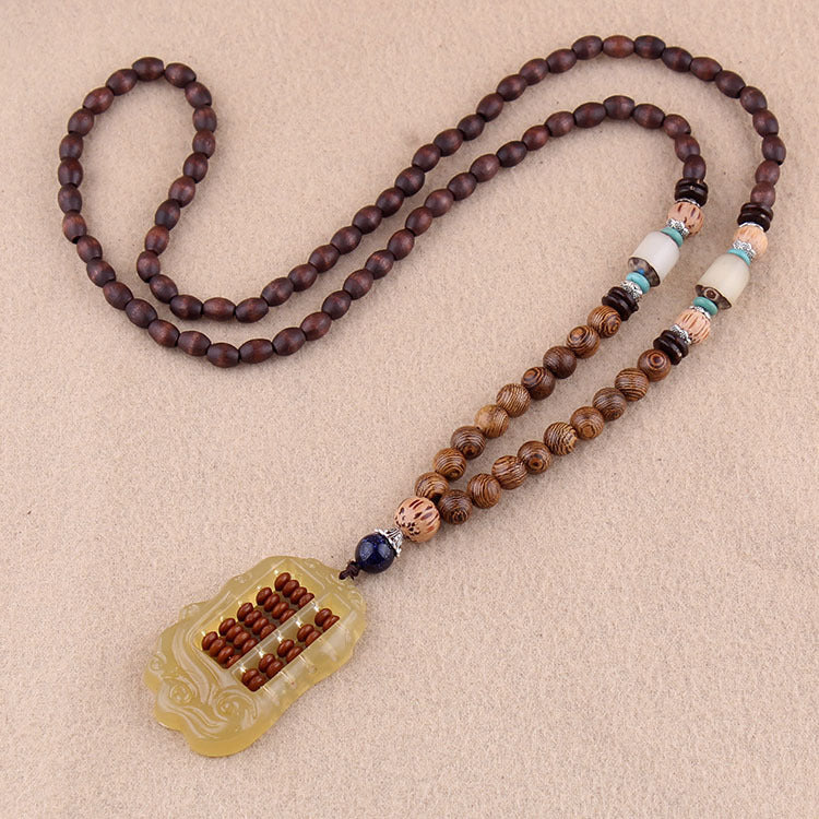 Men's And Women's Ethnic Necklaces Retro Wooden Beads