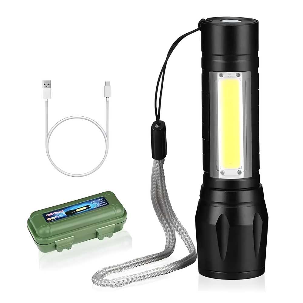 OS Electric Pocket Torch Plastic Rechargeable Flashlight with Hanging Rope PRODUCT CODE(OS0008375)