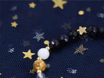 The Ruler Of The Universe And Galaxy 8 Planets Blue Sandstone Bracelet