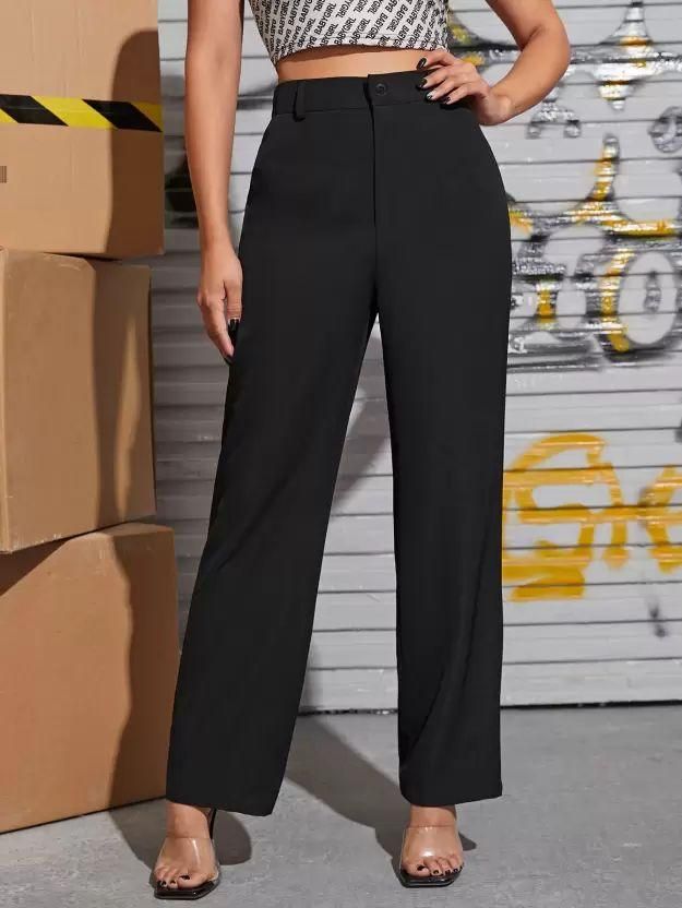 GMG Elegant Grey & Black Lycra Solid Trousers Combo For Women PRODUCT CODE (GMG0010071)