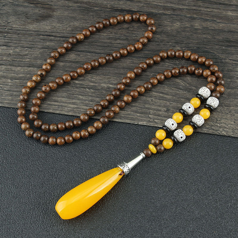 Men's And Women's Ethnic Necklaces Retro Wooden Beads