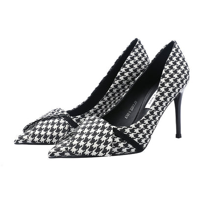 Stiletto Shoes Women's New Spring Temperament Pointed Bow High Heels