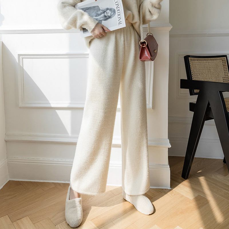 Mink Fleece Wide-leg Pants Thickened Casual Drape Knit