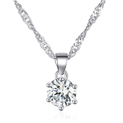 Simple Pendant Classic Six-claw Zircon Necklace Women