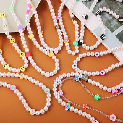 Handmade Beaded Colorful Flower Pearl Soft Ceramic Necklace Women