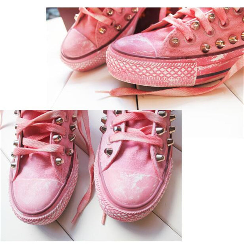 Korean Style Rivet Shoes Distressed High-top Sneakers For Female Students