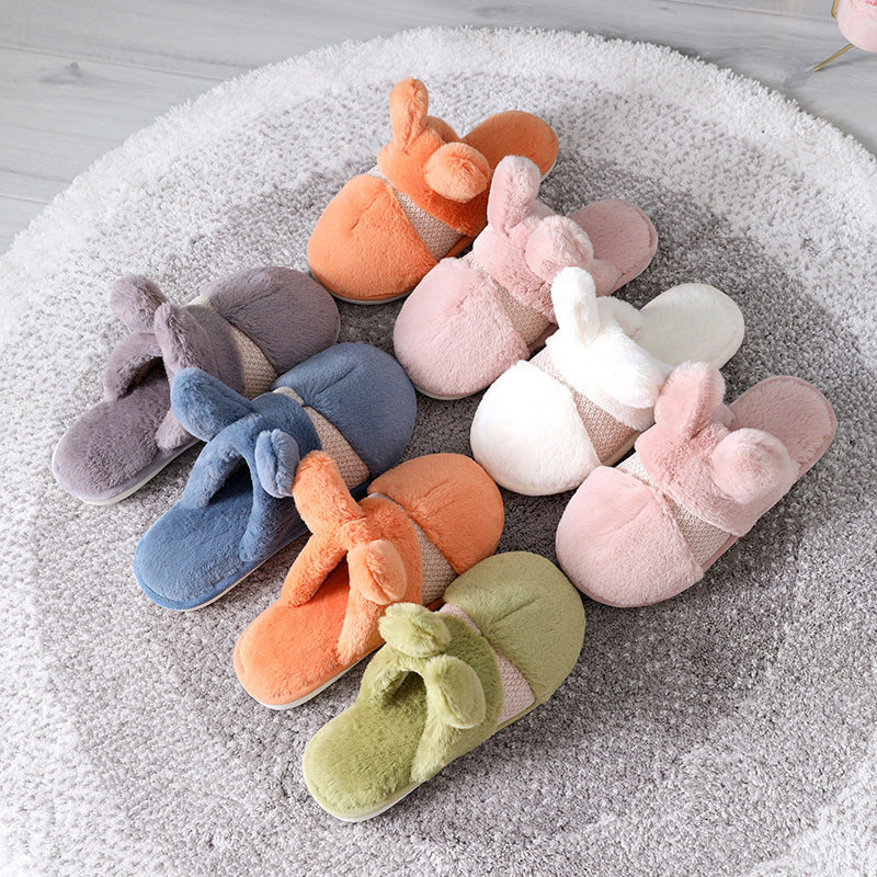 Household Thickened Rabbit Fur Indoor Home Confinement Slippers