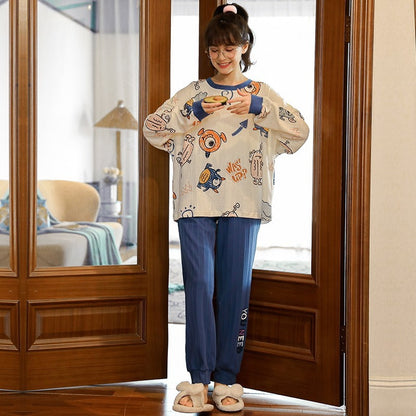 Autumn And Winter Suit Cotton Pajamas Long-sleeved Trousers