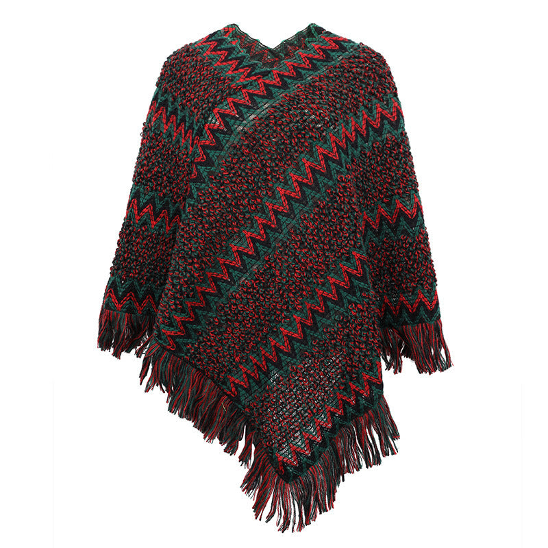 European And American Style Shawl Cloak Sweater Striped Room