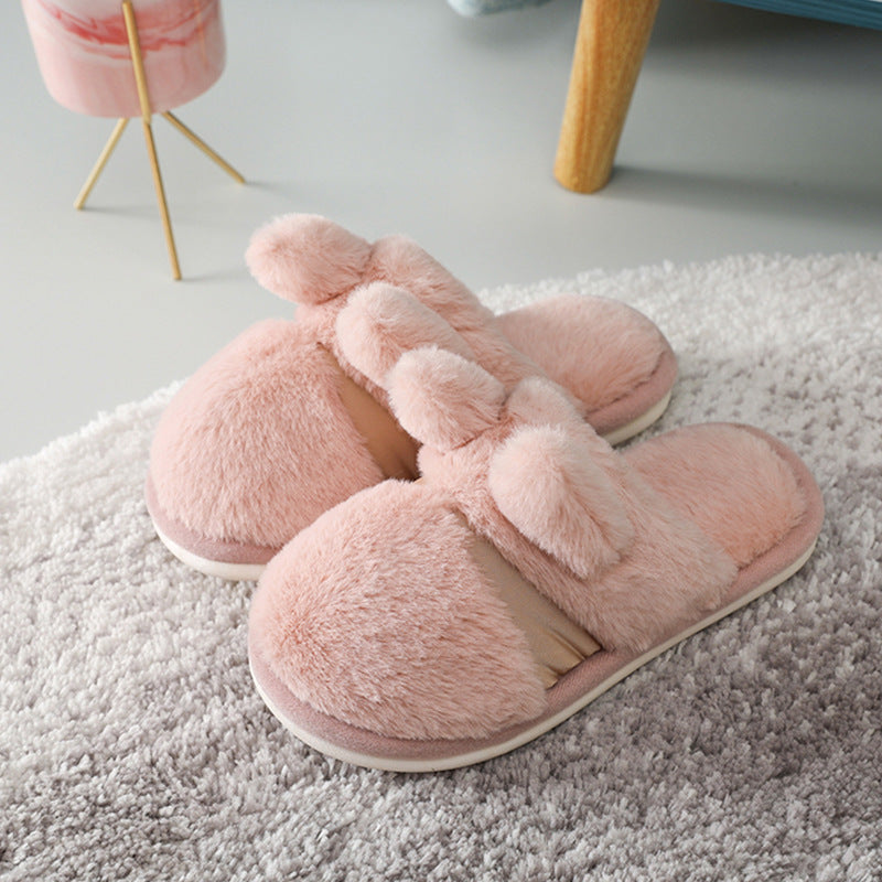 Household Thickened Rabbit Fur Indoor Home Confinement Slippers