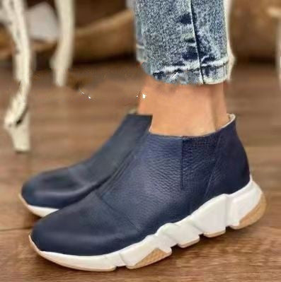 Inner Increase Women's Casual Sports Shoes Solid Color Round Toe Martin Boots