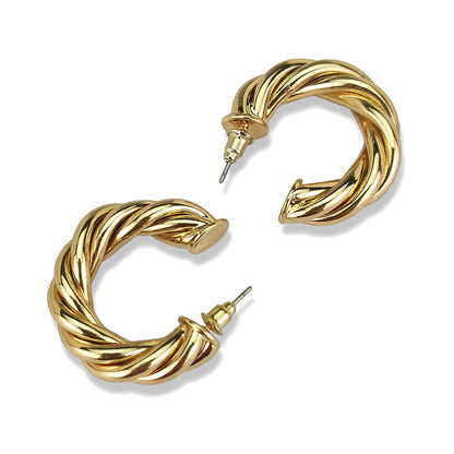 Niche Personality Metal Wind Line Twisted Hollow Spiral Earrings