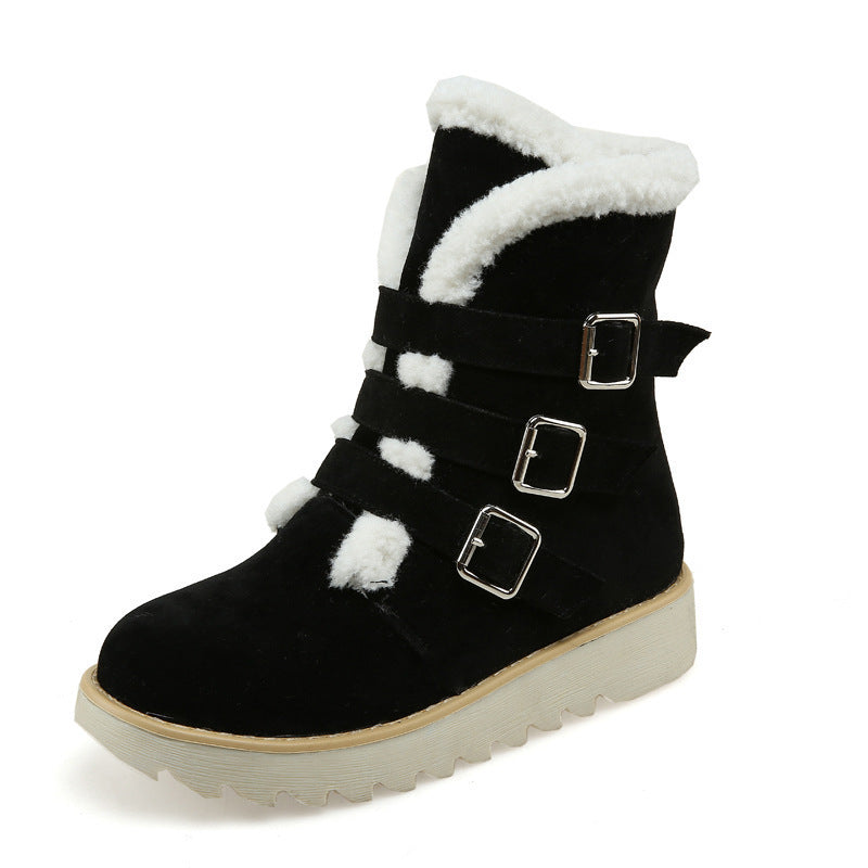 Buckle Solid Color New Snow Boots Plus Size Boots