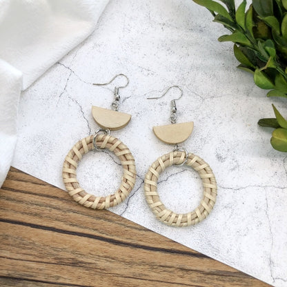 Vintage Forest Grass And Rattan Woven Handmade Earrings