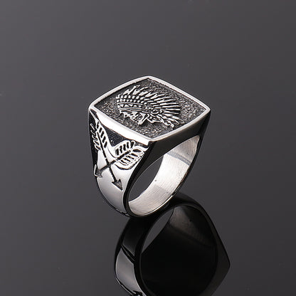 Indian Totem Ring Vintage Stainless Steel Ring