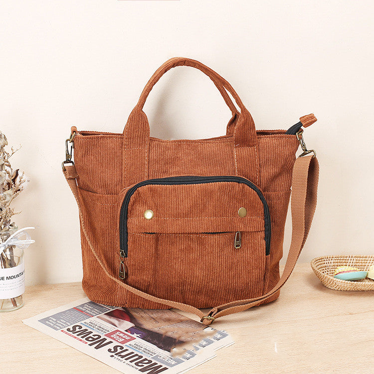 Corduroy New Simple And Versatile Portable Shoulder Bag