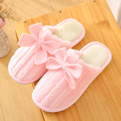 Bowknot Autumn And Winter Cotton Slippers Home Interior