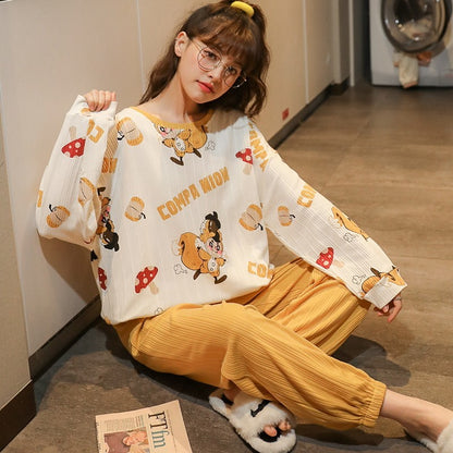 Autumn And Winter Suit Cotton Pajamas Long-sleeved Trousers