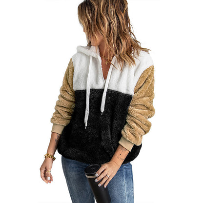 Women's Long-sleeved Thickened Hooded Sweater With Pockets