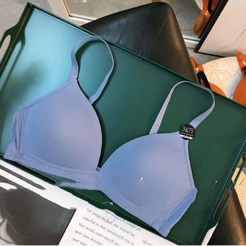 Ultra-thin Underwear Gathers Comfortably No Steel Ring Beautiful Back French Triangle Cup One-piece Bra