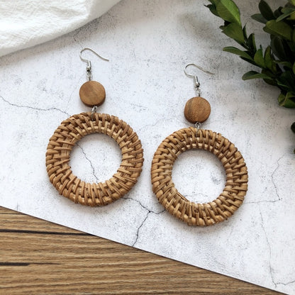 Vintage Forest Grass And Rattan Woven Handmade Earrings