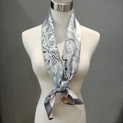 Women's Double-sided Printing Twill 18mmi Sand Wash Silk Scarf Shawl