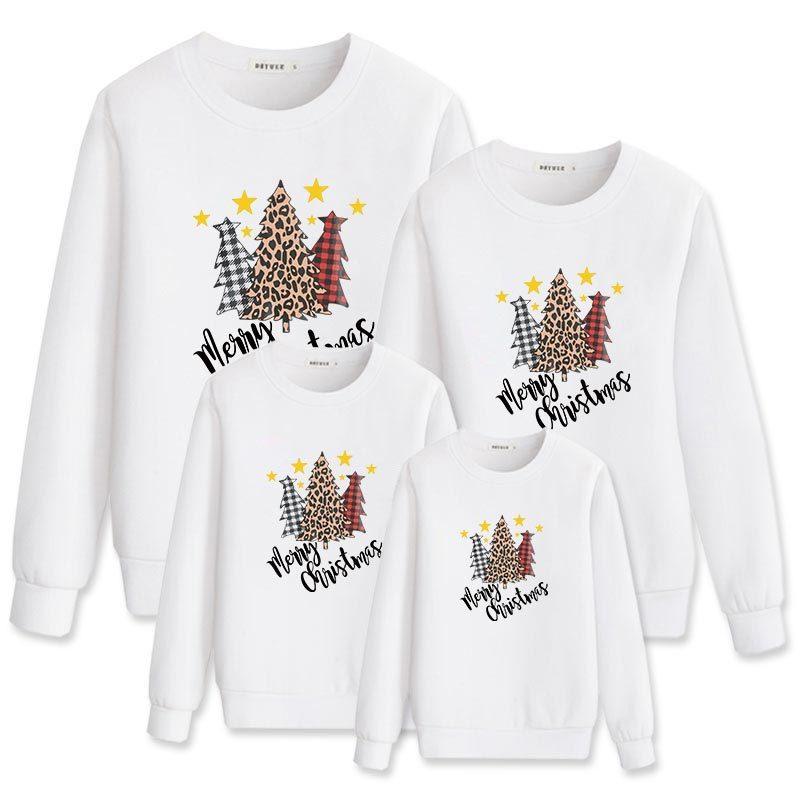 A Family Of Three Family Wear Celebrating Christmas Tree Letter Printing