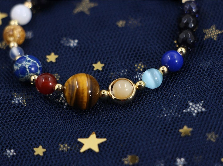 The Ruler Of The Universe And Galaxy 8 Planets Blue Sandstone Bracelet