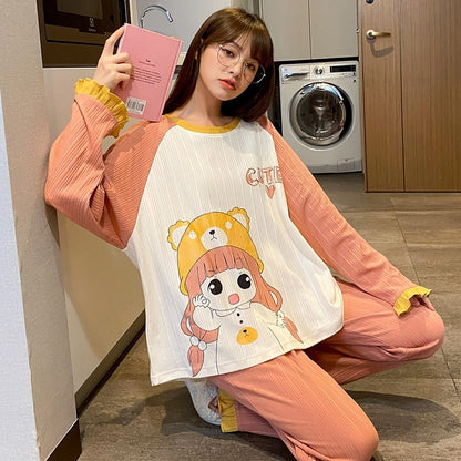 Autumn And Winter Suit Cotton Pajamas Long-sleeved Trousers