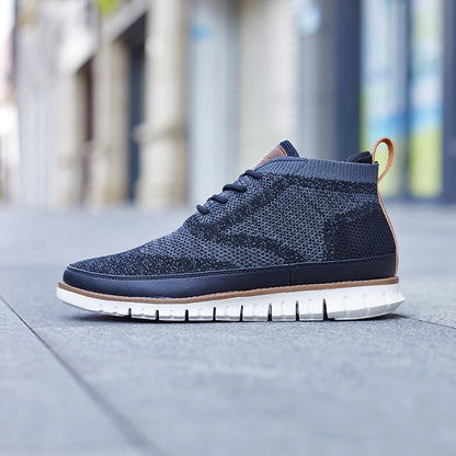 High-top Men's Flying Woven All-match Mesh Casual Shoes